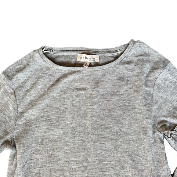 Philosophy ruffle sleeve round Neck sweater top size small heather gray - Picture 3 of 10